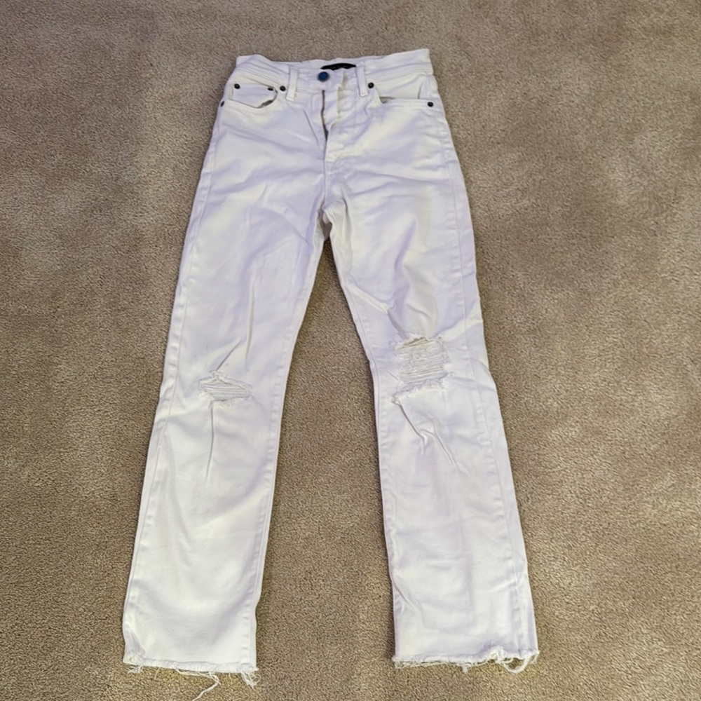Women's Distressed White Jeans